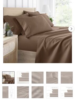 Extra Deep Pocket 4 Piece Sheet Set -Fits 18"-24" Mattress - Cal King - Brown